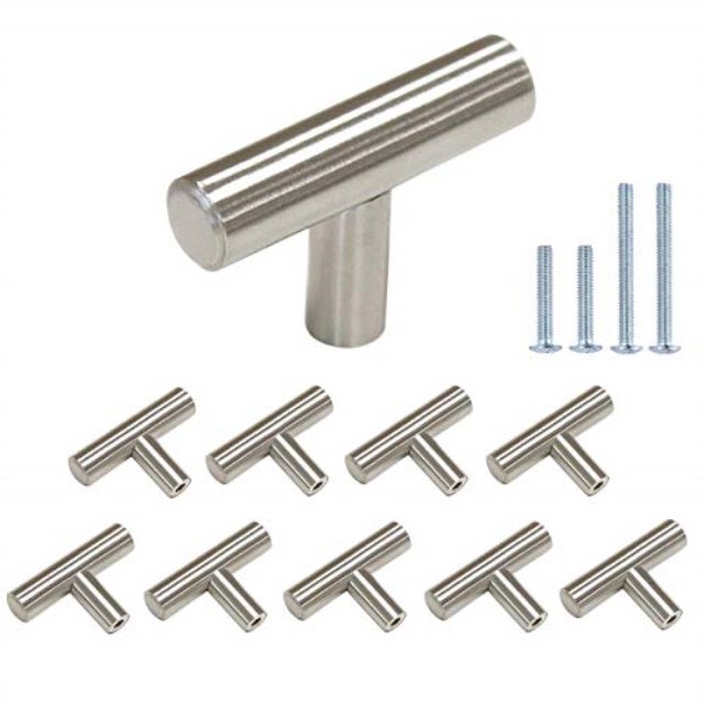 Probrico 2 Inch Stainless Steel Euro Style Round T Bar Knobs