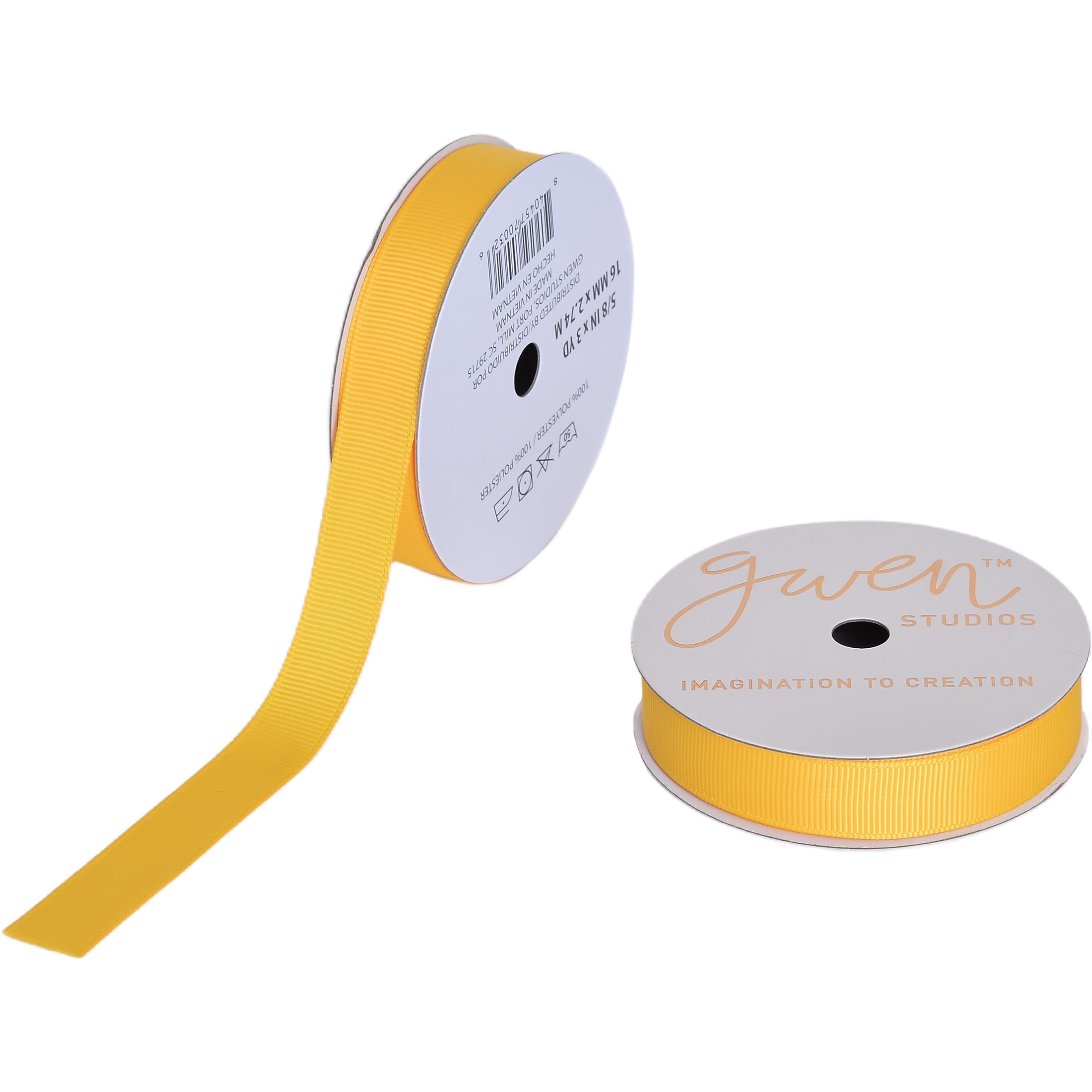 Gwen Studios 5/8" Yellow Grosgrain Ribbon, 3 Yards
