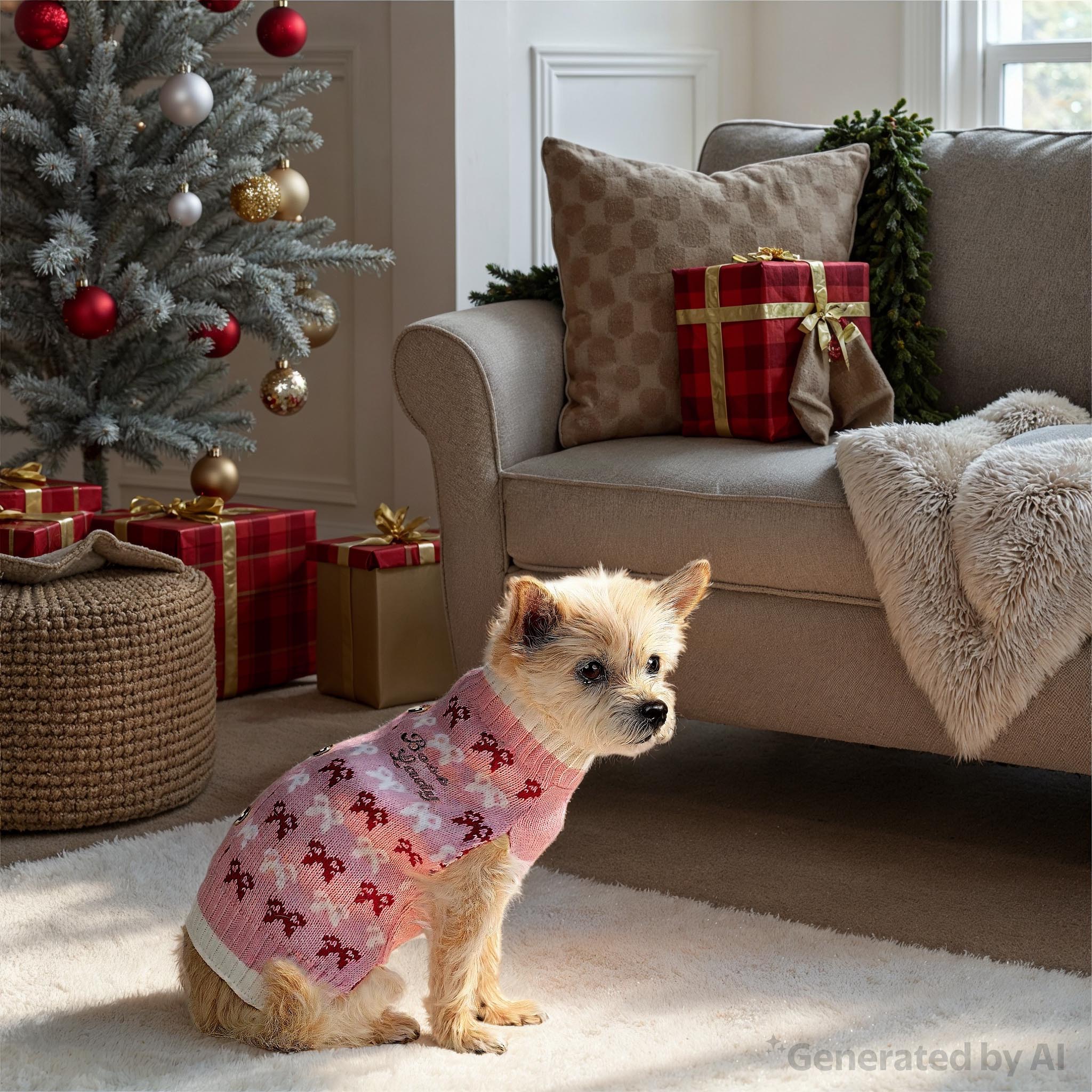 Vibrant Life Holiday Pet Sweater for Cats & Dogs, Boss Lady Bows, Pink, Extra Small