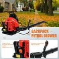 thumbnail image 3 of Gas Powered Backpack Leaf Blower, 63CC 665 CFM 2.3KW, Powerful 6800RPM 2-Stroke Engine for Landscaping & Heavy-Duty Yard Work, Red Backpack Blower, 3 of 8