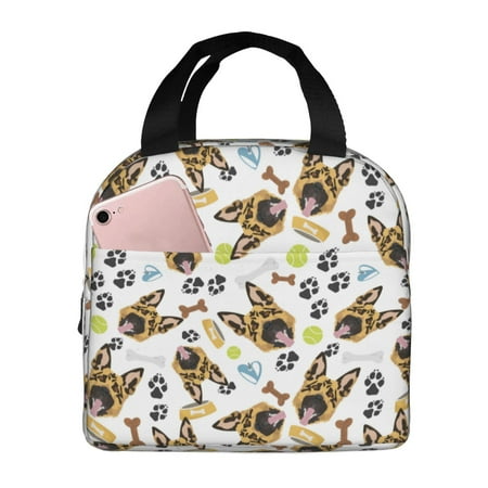Insulated Lunch Bag for Women Men - German Shepherd Dog Squash Leakproof Cooler Lunch Box for Women Men  Lunch Tote Bags for Work School Picnic Travel