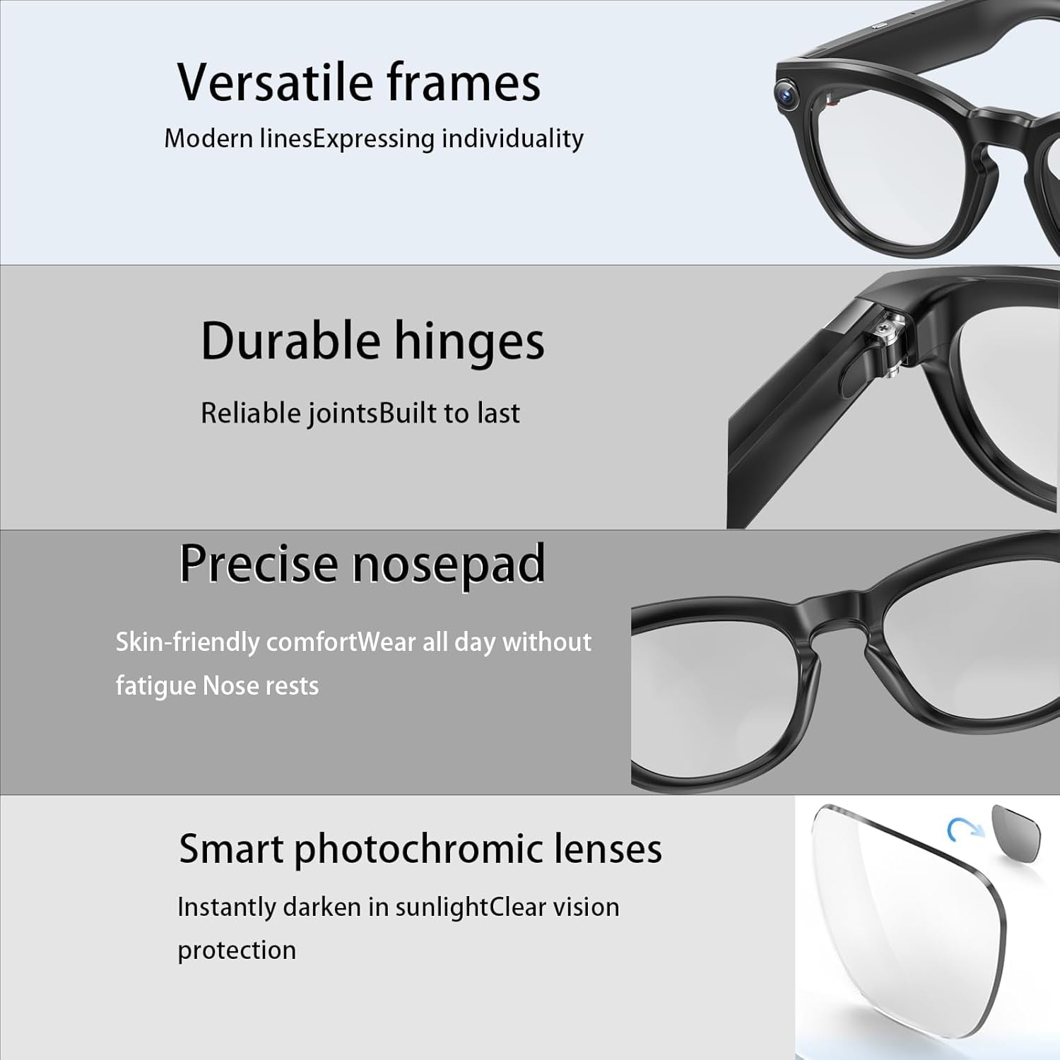 AI Smart Glasses with 1080P Camera, Bluetooth Sunglasses for Men, Video Recording, Real-Time Translation, Music & Calls