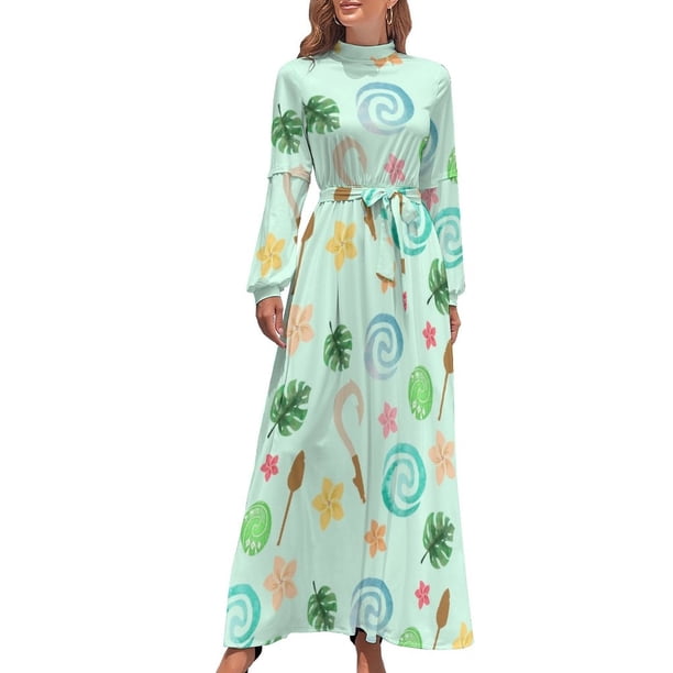 Vestido largo con estampado de princesa polinesia, vestido morado, vestidos sueltos elegantes para mujer, ropa para mujer