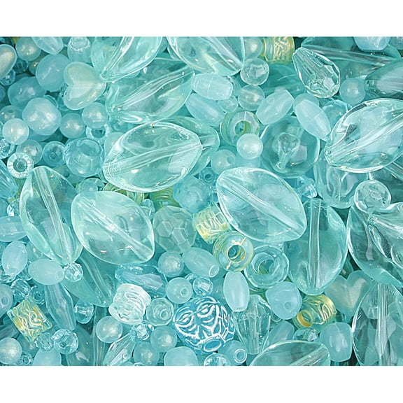 S&S Worldwide Acrylic Element Beads, 1/2 lb, Bag of 1100, Assorted Turquoise Colors and Shades