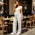 thumbnail image 6 of Diufon Maternity Yoga Pants Over The Belly Drawstring Stretchy Loose Pants Pregnancy Soft Comfy Workout Trousers, 6 of 9