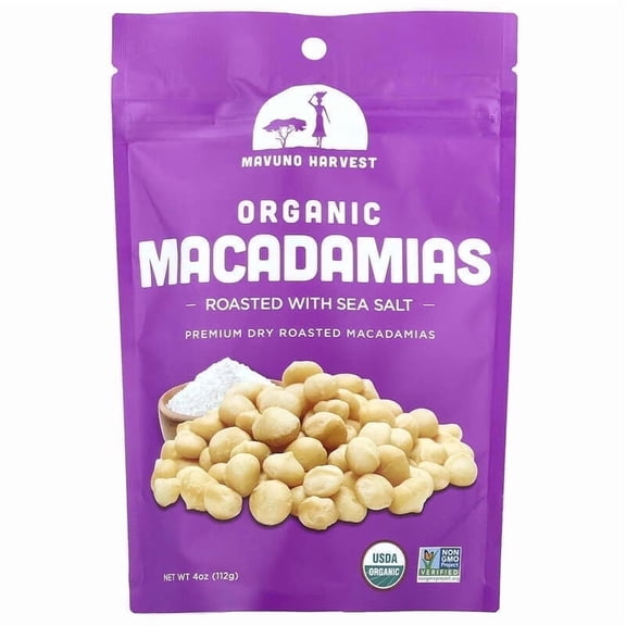 Mavuno Harvest, Organic Macadamias, Roasted With Sea Salt, 4 oz