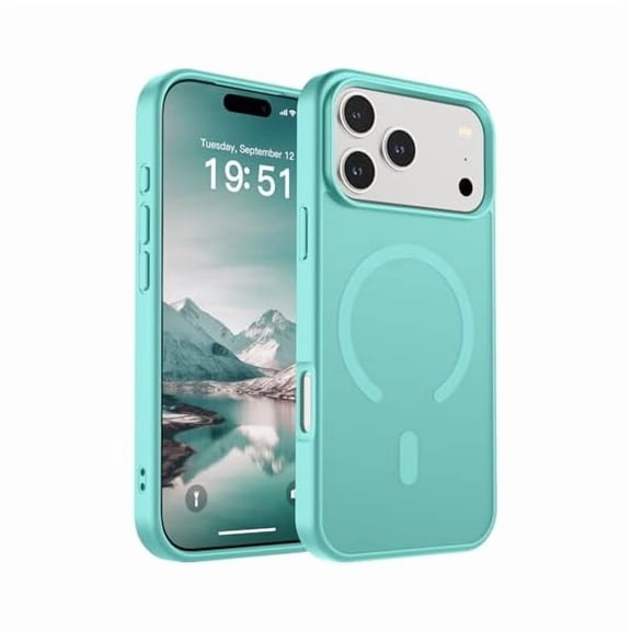 ZHU997 Magnetic for iPhone 17 Pro Max Case (Compatible with MagSafe)(Military Grade Drop Protection) Translucent Matte Shockproof with Anti-Fingerprint Phone Cover 2025,Blue Green