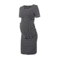 thumbnail image 3 of Robes d'Été de Grossesse Femmes Enceintes Froncées sur le Côté Vêtements de Maternité Robe Moulante Maman Décontractée à Manches Courtes Robes Portefeuille Noir P, 3 of 6