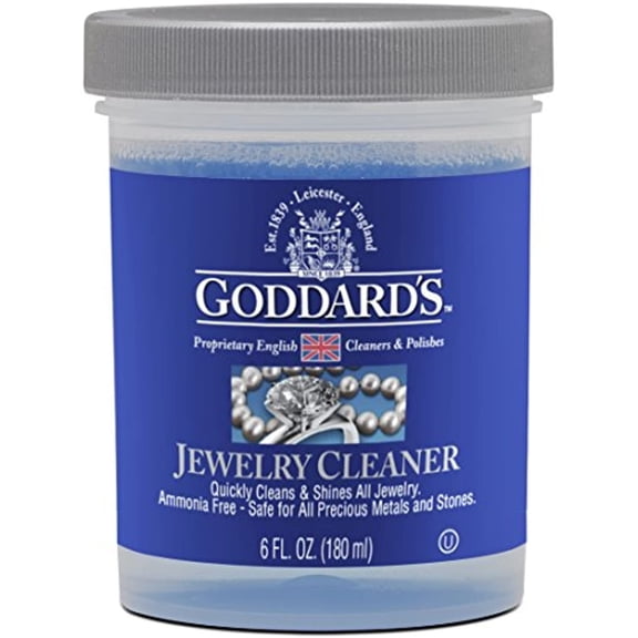 Goddard's Jewelry Cleaner, Tarnish Remover, Cleaning Solution for Silver, Gold, Diamond, Gemstone Jewelry, Ammonia Free, Includes Brush & Basket, 6 oz