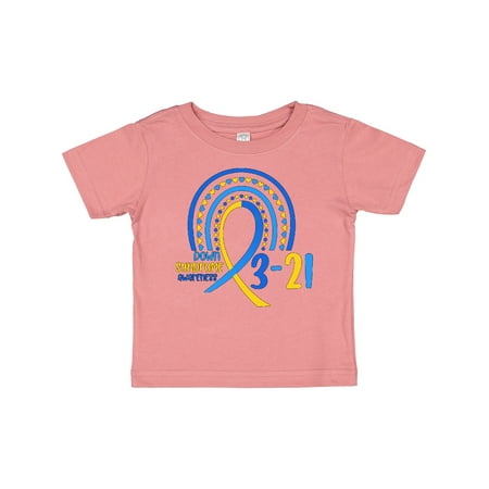 

Inktastic 3-21 World Down Syndrome Day Blue and Yellow Rainbow Ribbon Gift Baby Boy or Baby Girl T-Shirt