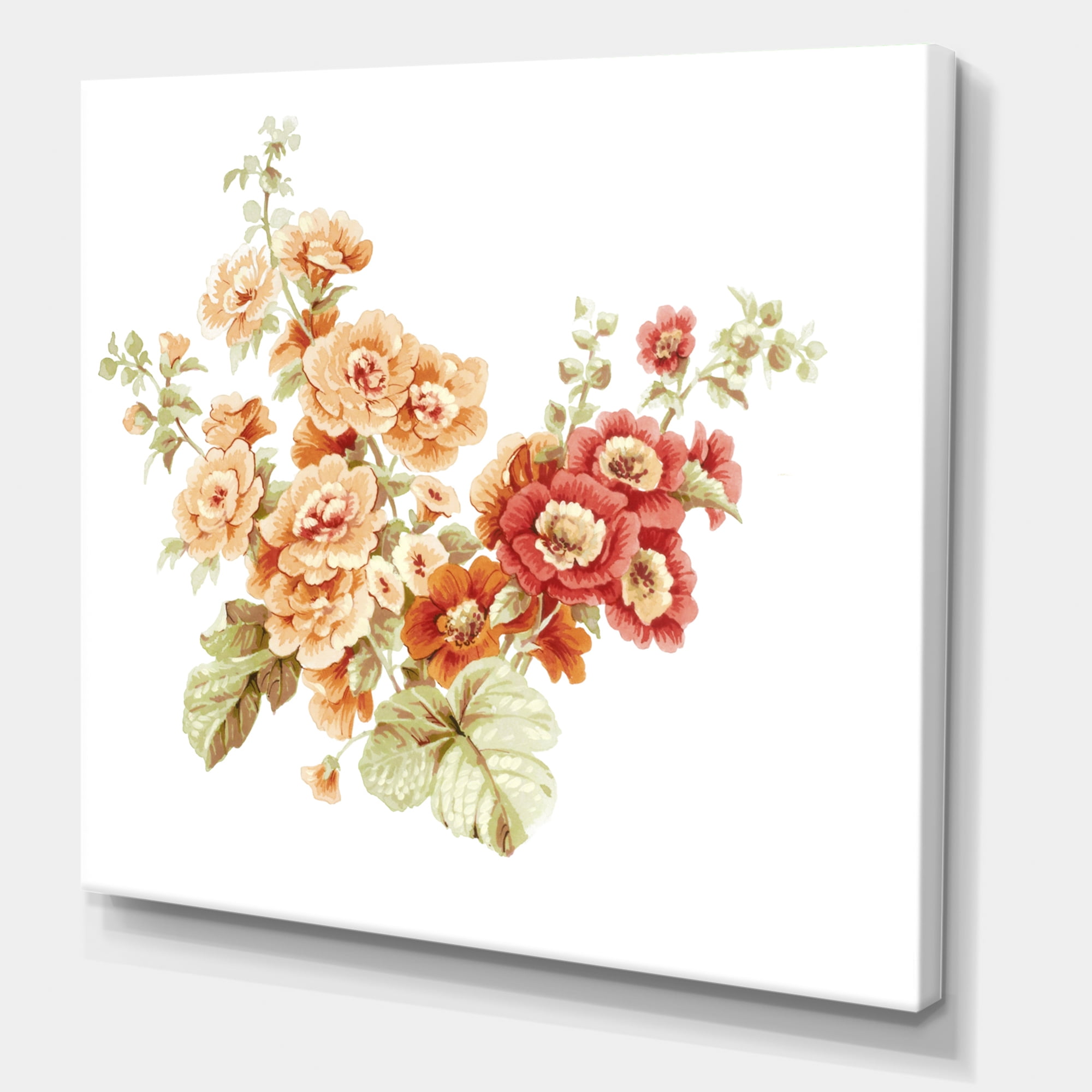 Designart ' Red and Orange Wildflowers ' Traditional Canvas Wall Art Print