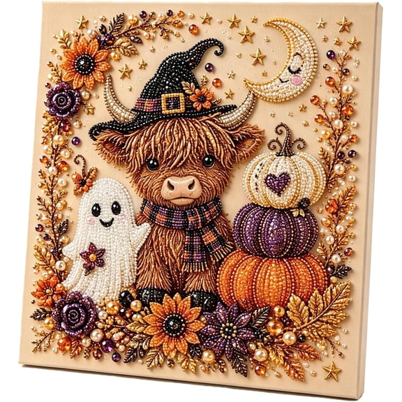 Halloween Ghost Pearl Diamond Art DIY Kit, Spooky Cute 3D Pearl Diamond Painting Crafts Kits, Halloween Fall Home Decor Wall Art, Beginner DIY Seasonal Party Gift