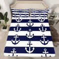 thumbnail image 2 of Erosebridal Cartoon Anchor Bed Sheets Set King Size, Ocean Wave Bed Sheets King, Stripe Geometry Decor, 2 of 7
