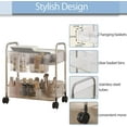 thumbnail image 6 of 2-Tier Utility Rolling Cart with Wheels, Under Desk Storage Organizer with Hanging Baskets for Home Office Kitchen, 6 of 6