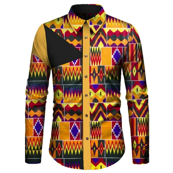 BAZINRICHE African Men Traditional Long Sleeve Shirt Tops Causal Party Dashiki Shirts WYN913