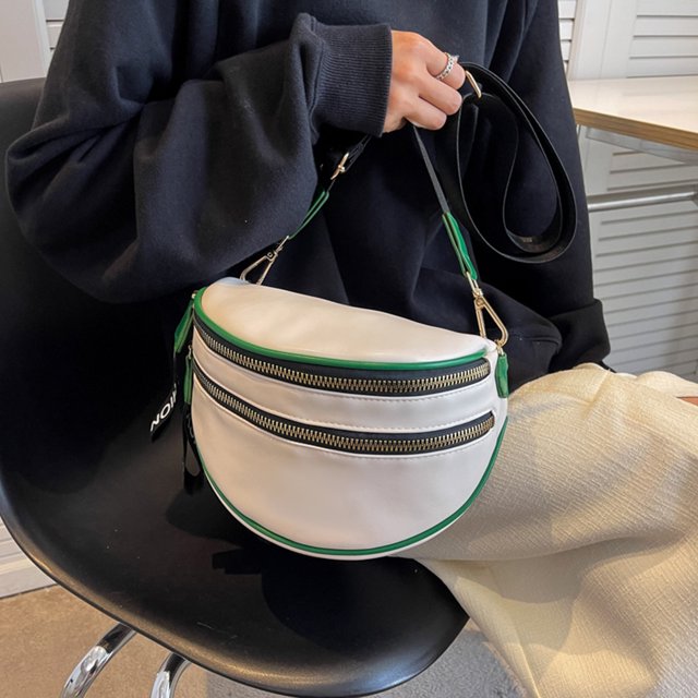 Bolsas de hombro tipo bandolera de cuero PU a la moda, riñonera con cremallera para mujer de gran capacidad