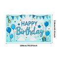 thumbnail image 2 of Blue Themed Happy Birthday Banner with Balloons Stars and Party Hats Background Decoration for Birthday Party Photography Props Party Supplies Decorations, 2 of 7