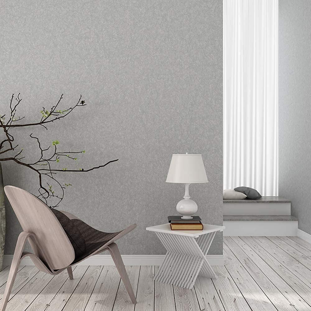 Abyssaly Gray Wallpaper 23.6" x 118"Peel and Stick Wallpaper Silver Silk Embossed Self Adhesive Vinyl Contact Paper for Home Decoration Countertop Shelf