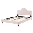 thumbnail image 5 of Platform Bed Frame, Full Size, Pink, Velvet, Modern Contemporary, Bedroom Master Guest Suite Room, 5 of 10