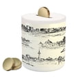thumbnail image 1 of Travel Piggy Bank, Silhouettes of Different Popular Cities in World Paris Sidney Berlin London Print, Ceramic Coin Bank Money Box for Cash Saving, 3.6" X 3.2", Cream Black, by Ambesonne, 1 of 4