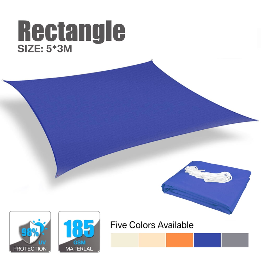 Sun Shade Sail Rectangle 6.5/10/12/13/16FT Waterproof Outdoor Garden Patio Party Sunscreen Awning Canopy 98% UV Block With Free Rope