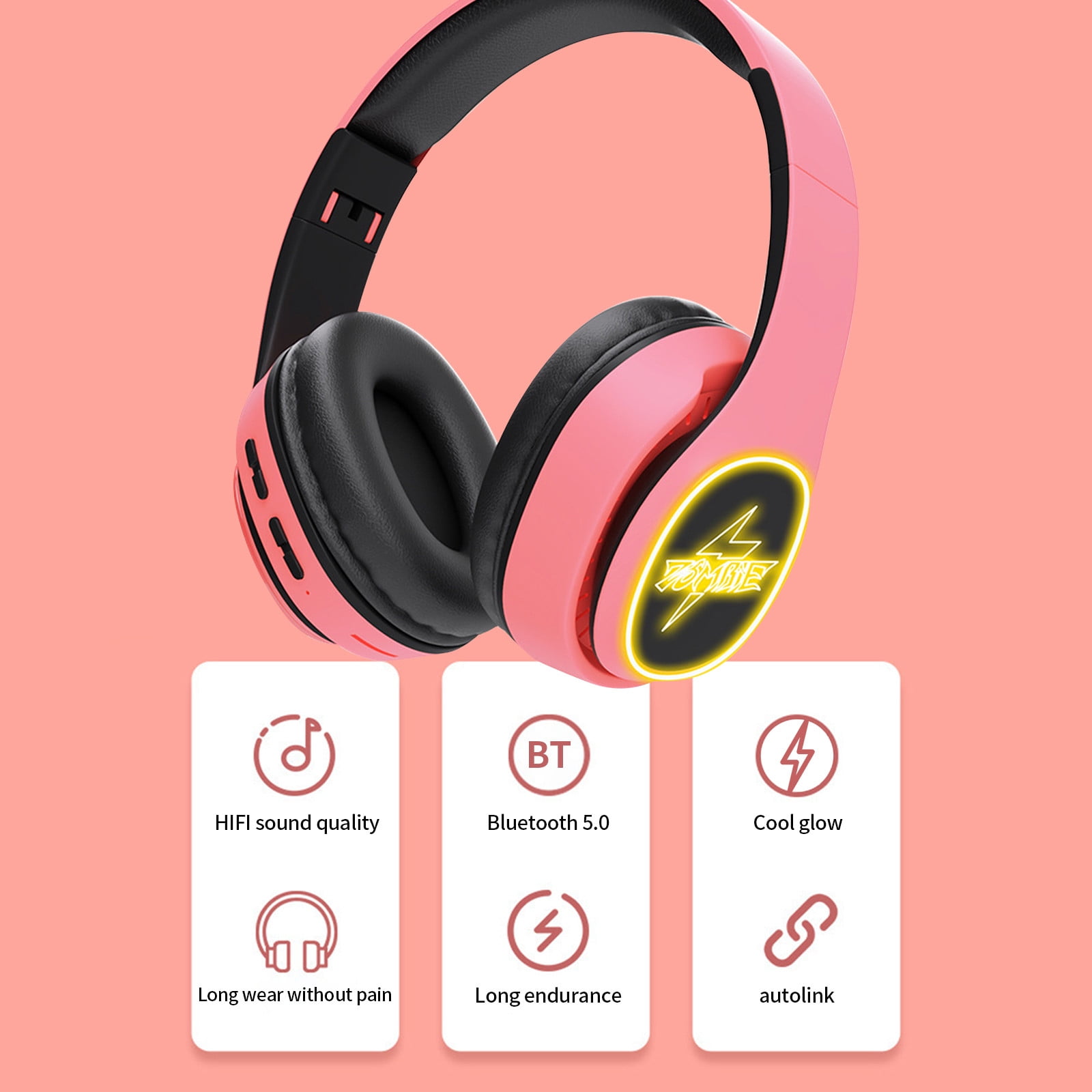 Wireless Headset with AI Noise Cancelling Microphone Bluetooth Headset - Bluetooth V5.2 Headphones with USB Dongle, Charging Base & Mic Mute for Computer/Laptop/PC/iPhone/Android/Cell Phones,Pink