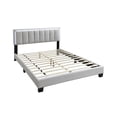 thumbnail image 2 of Pemberly Row Queen Size Bed LED Headboard Tufted Light Gray Wool Upholstery, 2 of 11