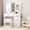 White, variant on Ataujin Vanity Table and Chair Set, Vanity Desk with Mirror and Lights, Modern Makeup Dressing Table with Built In Outlets, Vanities with 3 Colors LED Vanity Mirror