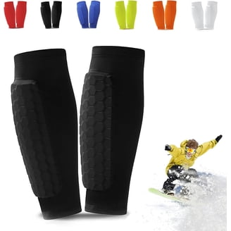 Protège-tibias Ski Et Foot Avec Coussinets Alvéolés – Longs, élastiques, Respirants, Légers, Pour Adultes Et Enfants