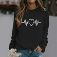 thumbnail image 2 of Womens Casual Crewneck Sweatshirts Fall Trendy Heartbeat Printed Long Sleeve Tops Casual Stretch Comfy Loose Fit Blouses, 2 of 4