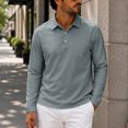 thumbnail image 6 of Hngshg Mens Tee Shirts Casual Button Up Collared Pullover Tops Dressy Long Sleeve Solid Color Golf T-Shirts, 6 of 7