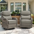 thumbnail image 5 of Opohoro Outdoor Swivel Rocker Patio Chairs Set of 2, with 6 inch Thick Cushions, Wicker Outdoor Swivel Chairs High Back Patio Swivel Glider Chairs for for Porch Deck Backyard, 5 of 11