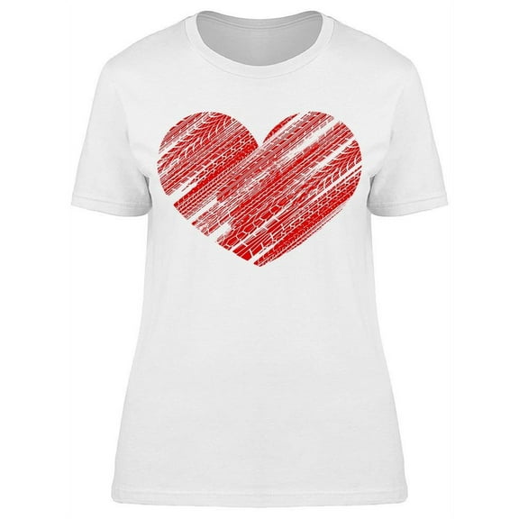 Sticker. Heart With Tire Tracks T-Shirt Women -Image by Shutterstock, Female Small