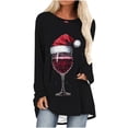 thumbnail image 2 of AGWOLF Womens Christmas Shirts Bling Wine Glass Graphic Tunic Tops Loose Long Sleeve Xmas T-shirts Casual Festive Sweatshrits, 2 of 5