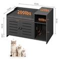thumbnail image 2 of Cat Litter Box Enclosure, Farmhouse Hidden Cat Litter Box Furniture Cabinet with Mark Pad and Storage Shelf, Wooden Enclosed Litter Box, Modern Cabinet for Litter Box for Hallway, Bedroom,Black, 2 of 6