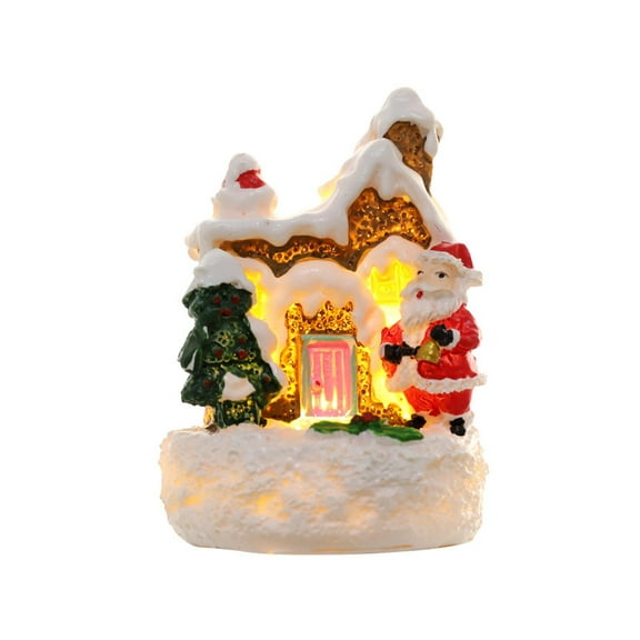 yotijay Christmas Figurine Village House Statue Collection Crafts Artwork Decoration for Santa Claus w Bell