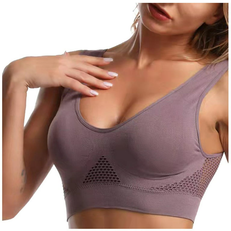 Borniu Plus Size Sport Bra for Women, 1-5 Pack Full Coverage Wirefree Mesh  Breathable Sport Bras Comfort Extra Elastic Workout Sport Bras with Pads 32- 48B/C/D, Summer Savings Clearance 