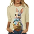 thumbnail image 2 of Fartey Happy Easter Shirts for Women 2025 Cute Bunny Graphic Tees Plus Size 3/4 Sleeve Tunic Blouse Loose Casual Summer Crew Neck T Shirts Multicolor S-5XL, 2 of 5