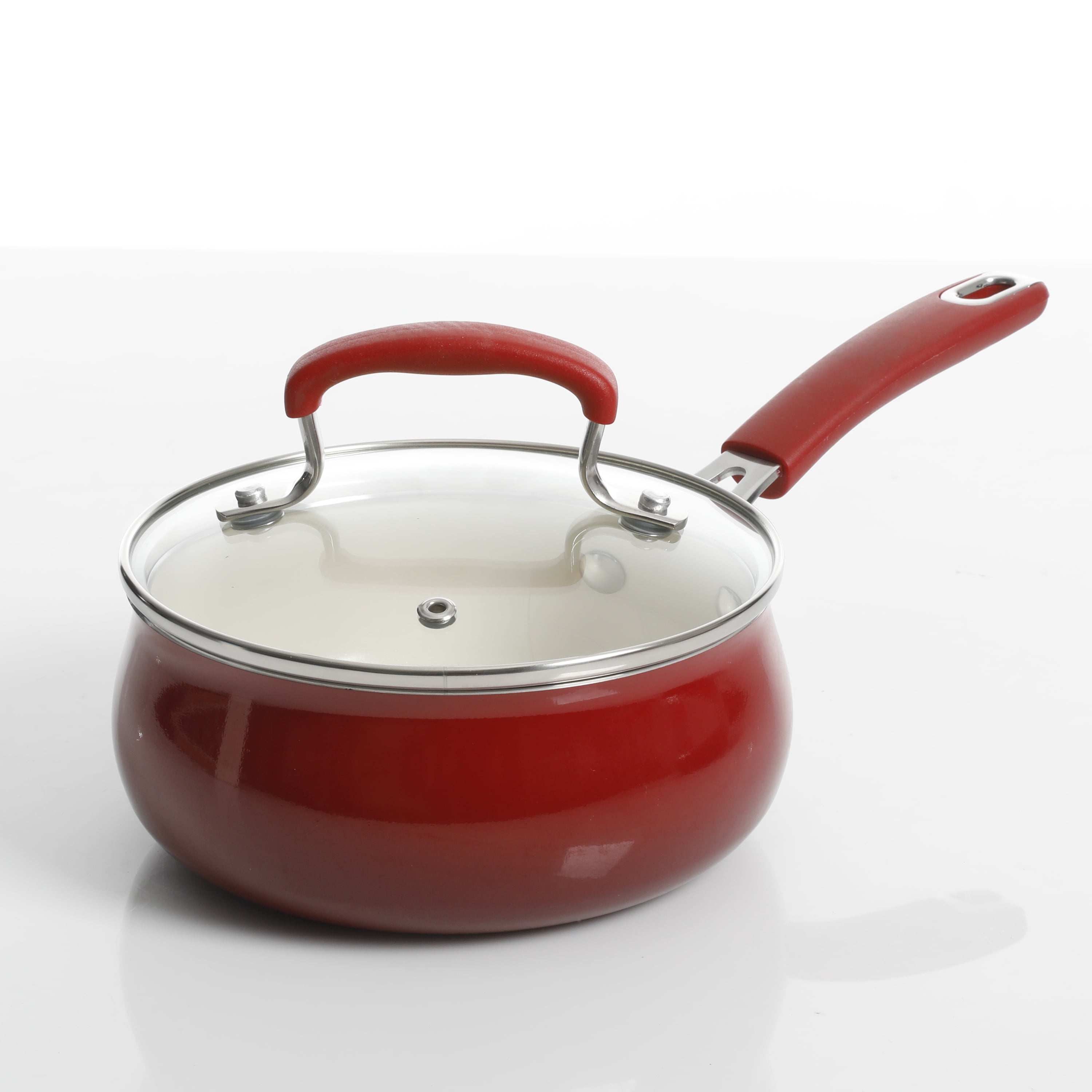 The Pioneer Woman Classic Belly 10 Piece Ceramic Non-stick and Cast Iron Cookware Set, Red