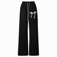 thumbnail image 4 of NIEWTR Girls Spring Casual Joggers Straight Wide Leg Loose Fit Sweatpants Elastic High Waist Lounge Pants with Pockets（Black,7-8 Years), 4 of 4