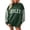 Dark Green, variant on Womens Holiday Letter Sweatshirt Gingham Panel Oversized Long Sleeve Pullover Tops Mock Neck Casual Shirts Fashion Warm Blouses