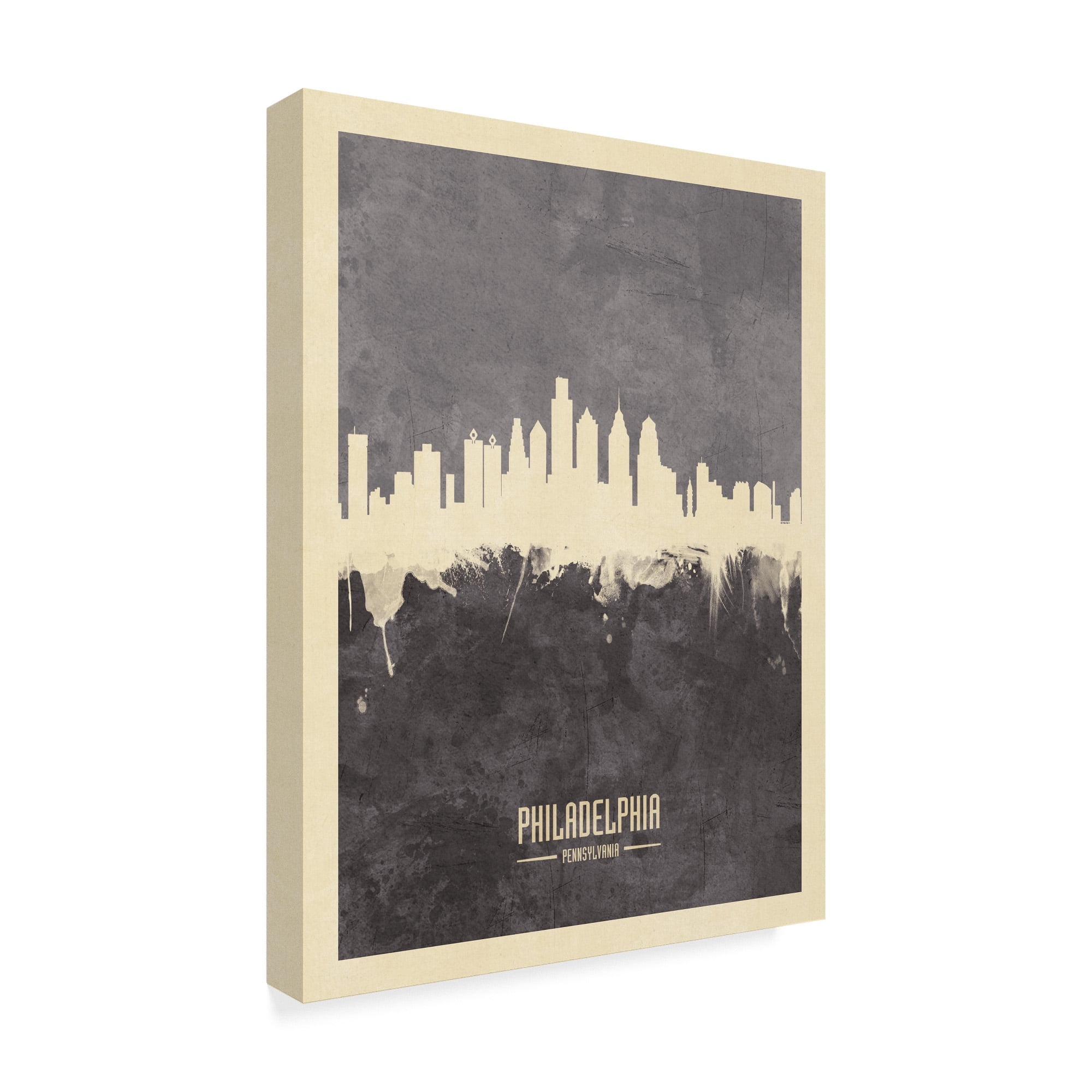 Trademark Fine Art 'Philadelphia Pennsylvania Skyline Gray' Canvas Art by Michael Tompsett