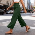 thumbnail image 5 of Women's High Waisted Wide Leg Cropped Pants Casual Drawstring Elastic Waist Capri Pants with Pockets, 5 of 7