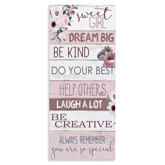 Stupell Industries Cottage Sweet Girl Inspirational Phrases Canvas Art, 10 x 24, by Kim Allen