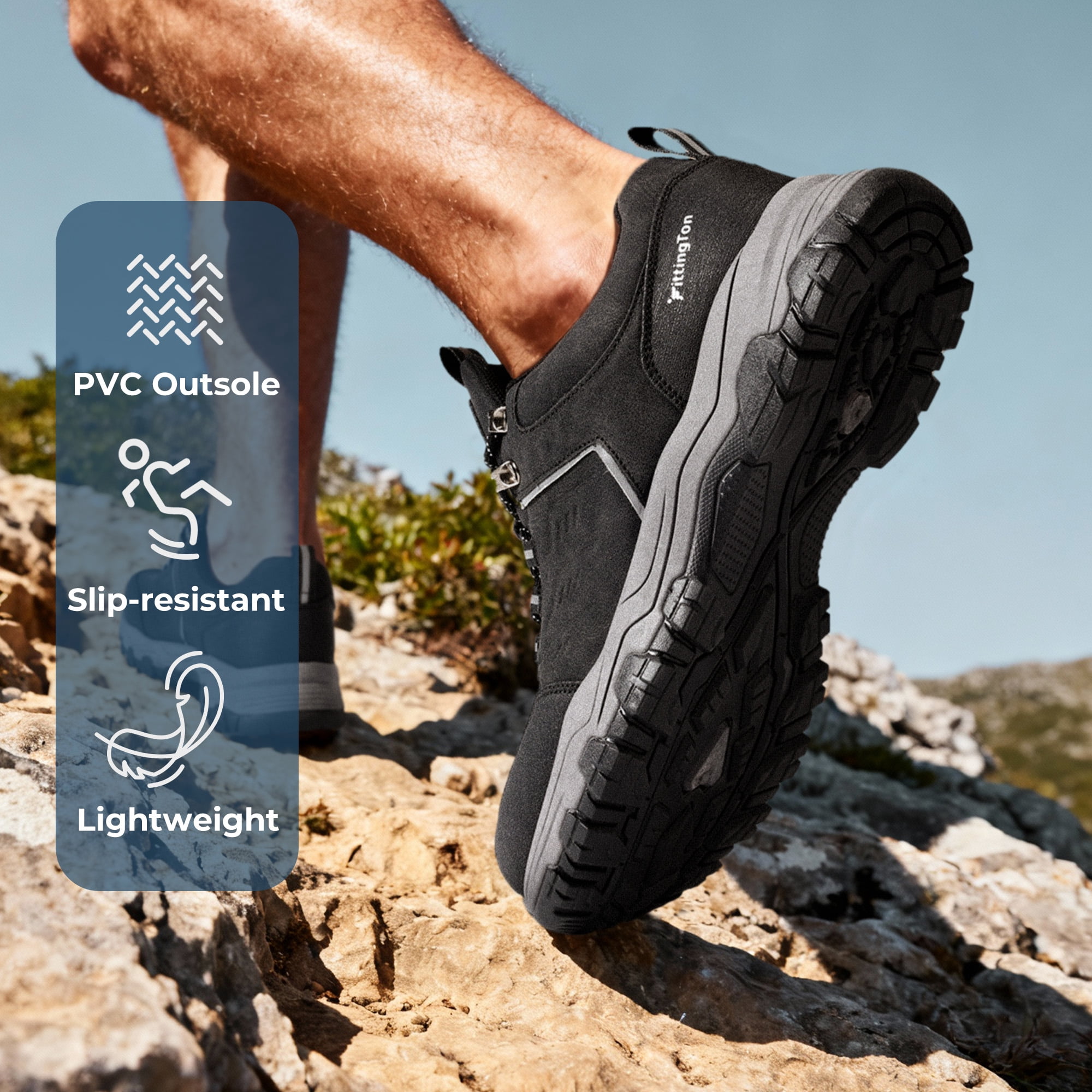 Fittington Men's Hiking Shoes Trekking Trails Outdoor Sneakers Walking Shoes with Arch Support, Reflective Safety Feature