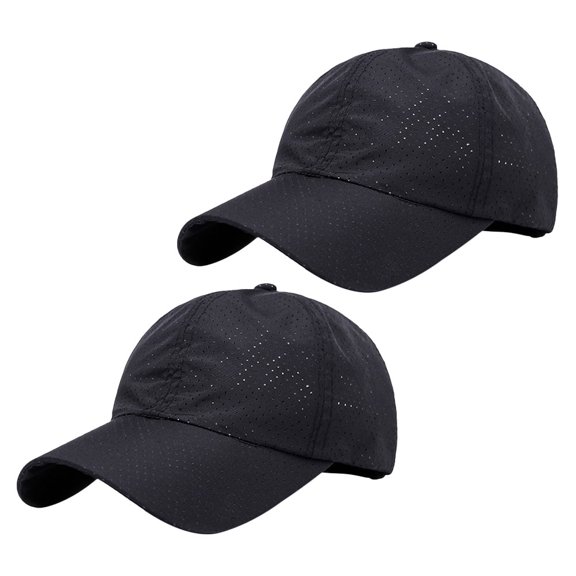 SOPOTUTU 2Pcs Sun Hat Outdoor Black Polyester Adjustable Breathable Cap For Men Women For Fishing Camping