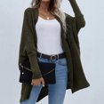thumbnail image 4 of Sonducket Cárdigan de poliéster para mujer, suéter portátil de Color sólido, transpirable, informal, de moda, para invierno, exterior, Abrigos y chamarras Verde, 4 of 6
