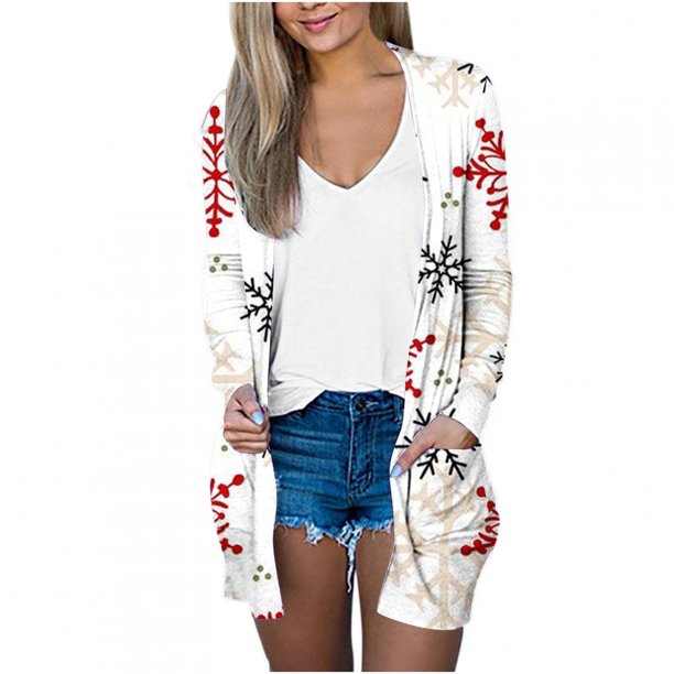 Cárdigan de Navidad Para Mujer, Blusa Holgada de Manga Larga Con Estampado de Moda Para Otoño Odeerbi ODB197595