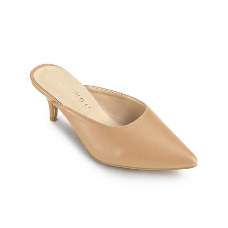 

Allegra K Women s PU Pointed Toe Stiletto Heel Slide Mules