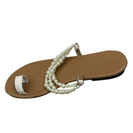 OJSFQUFP Womens Walking Shoes Sandals fashion Casual Women s Sandals Wear Two Flat Bottomed Sandals for Gym Travel Work Dress Flats for Women White 38